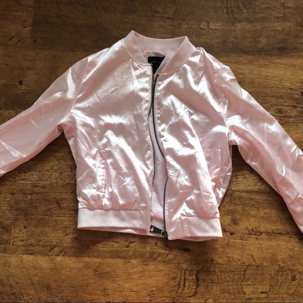 Baby Pink Girls Bomber Jacket
